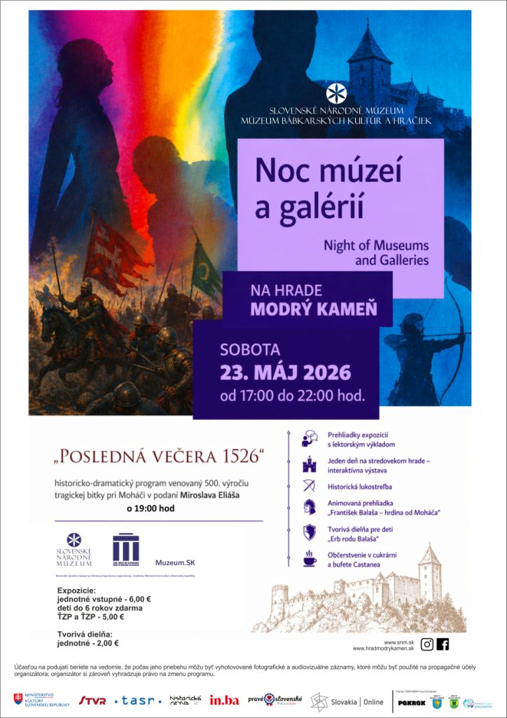 Noc múzeí a galérií na hrade Modrý Kameň priblíži dramatické udalosti bitky pri Moháči